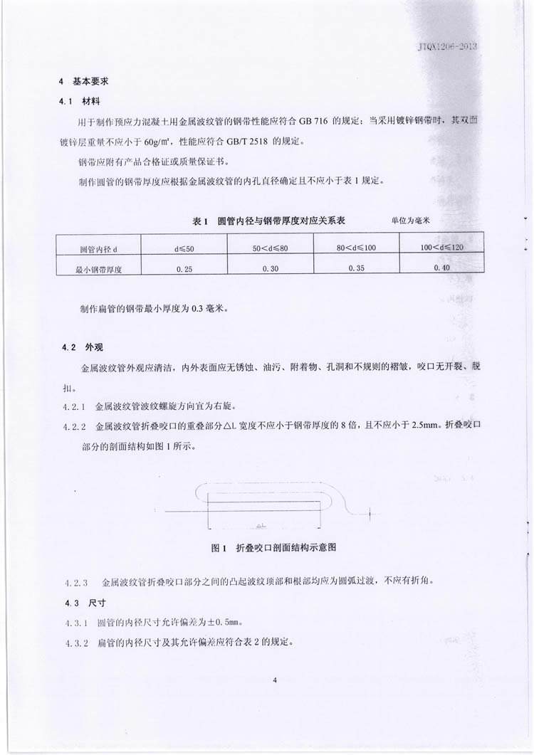公路预应力金属波纹管JTQX1206-2013